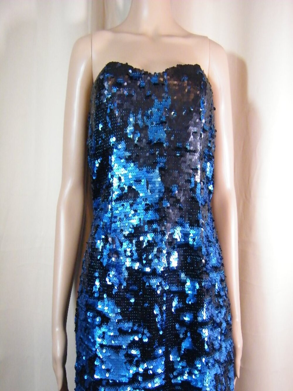 Black/ Blue sequin mermaid strapless mini dress charlotte russe Sz. M